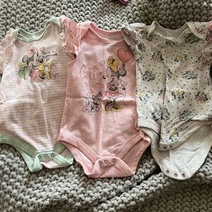 Disney Minnie Mouse Baby One Piece Set - Pink, Grey, and Striped